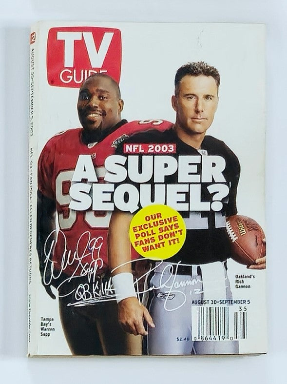 TV Guide Magazine August 30 2003 Warren Sapp & R. Gannon Rochester Ed. No Label