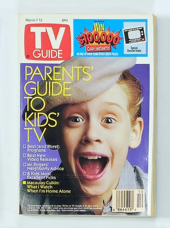 TV Guide Magazine March 7 1992 Macaulay Culkin in Home Alone NY Metro Ed.