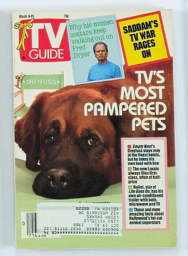 TV Guide Magazine March 9 1991 Canine Superstar Dreyfuss NY Metro Ed.