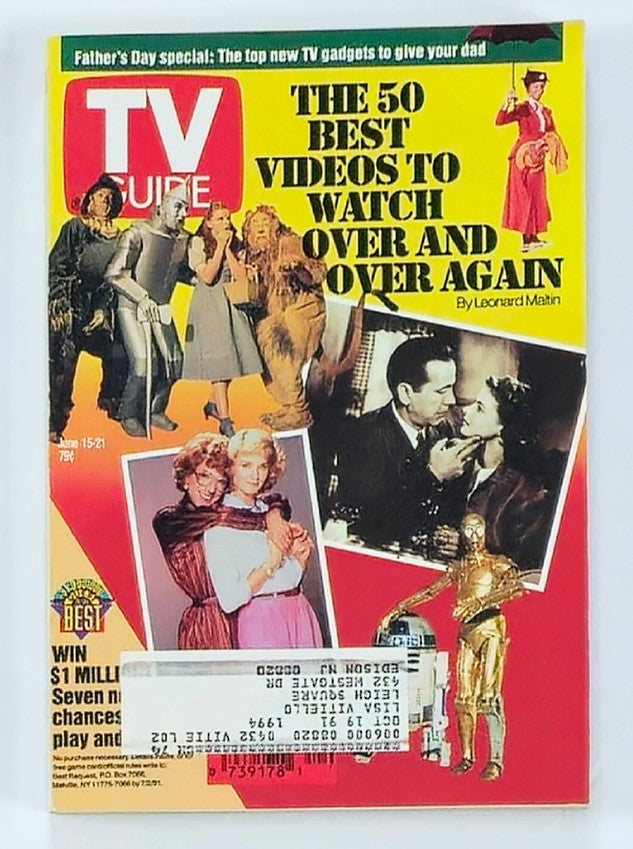 TV Guide Magazine June 15 1991 50 Best Videos To Watch Over Again NY Metro Ed.