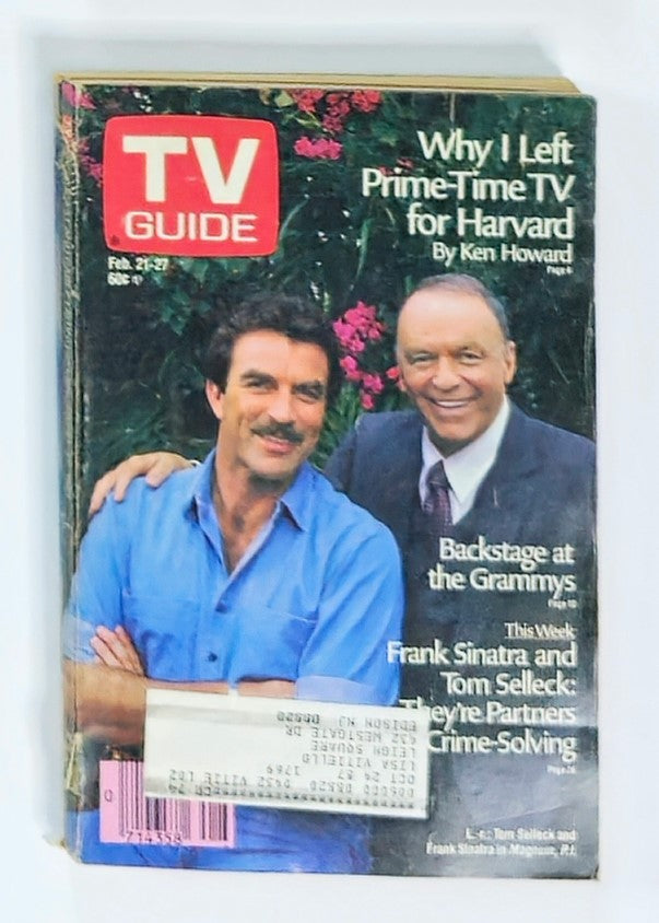 TV Guide Magazine February 21 1987 Tom Selleck & Frank Sinatra NY Metro Ed.