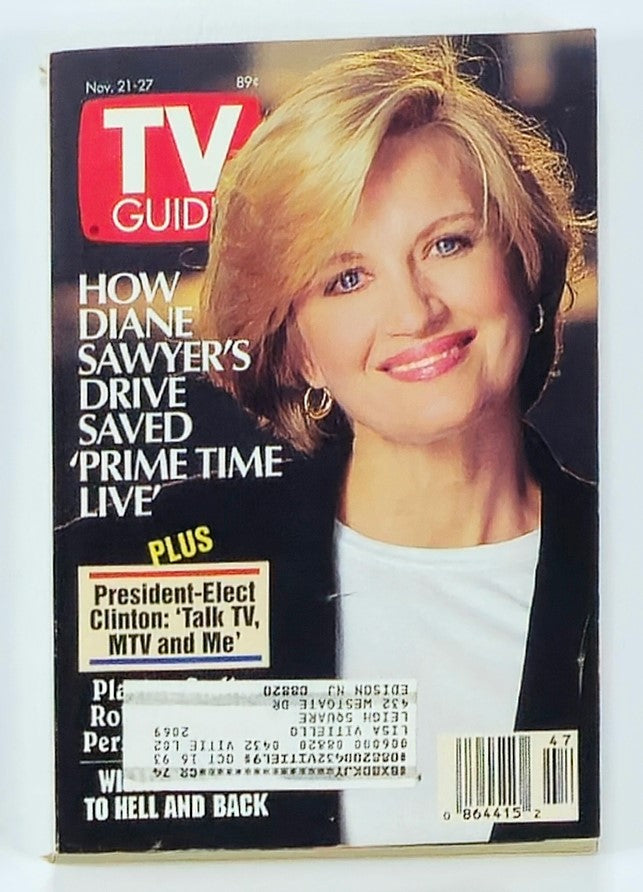 TV Guide Magazine November 21 1992 Diane Sawyer Prime Time Live NY Metro Ed.