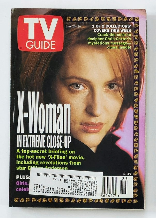 TV Guide Magazine June 20 1998 Gillian Anderson of The X-Files NY Metro Ed.