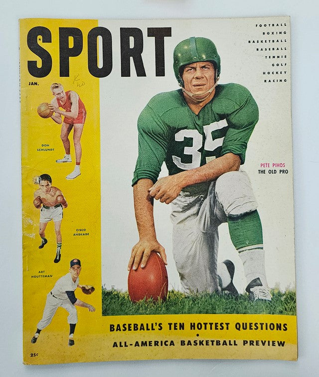 VTG Sport Magazine January 1955 Pete Pihos, Don Schlundt, Cisco Andrade No Label