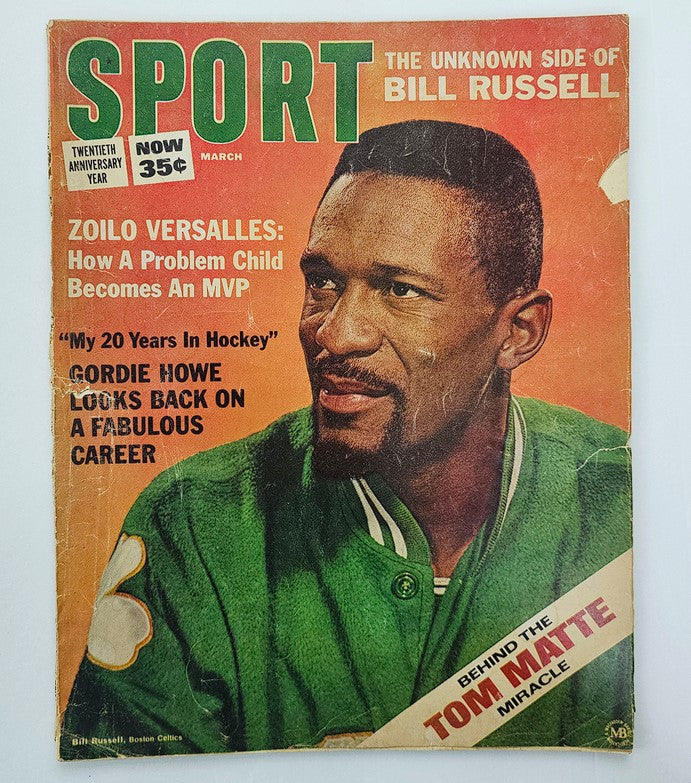 VTG Sport Magazine March 1966 NBA Star Bill Russell & Tom Matte No Label