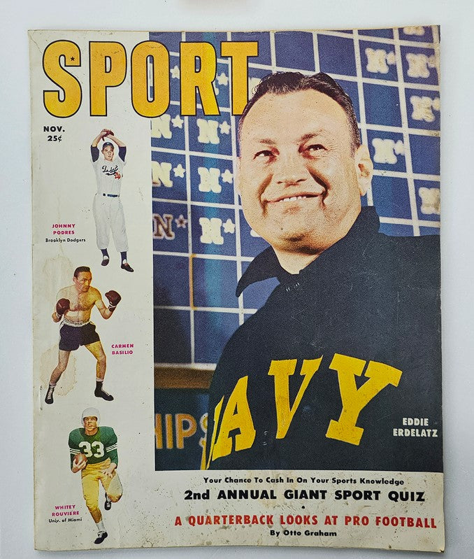 VTG Sport Magazine November 1955 Eddie Erdelatz, Johnny Podres No Label