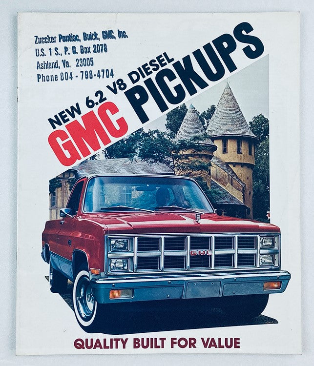 1982 GMC 6.2 V8 Diesel Pickup Truck Sales Brochure No Label