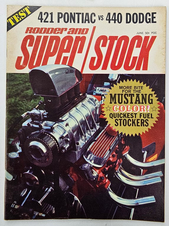 VTG Rodder and Super Stock Magazine June 1966 421 Pontiac v 440 Dodge No Label