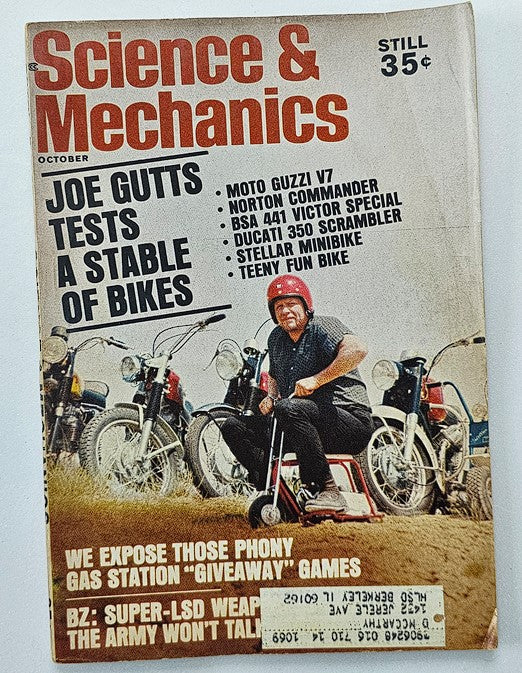 VTG Science & Mechanics Magazine October 1968 Joe Gutts Test Bikes No Label