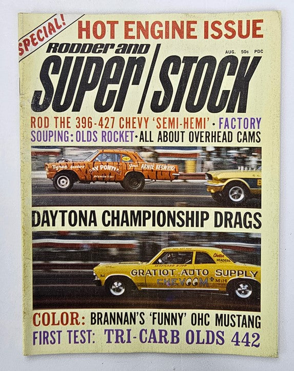 VTG Rodder and Super Stock Magazine August 1966 Daytona Champship Drags No Label