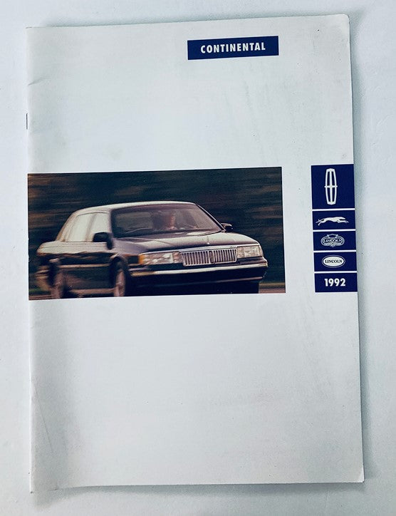 1992 Lincoln Continental Car Dealer Showroom Sales Brochure Guide Catalog