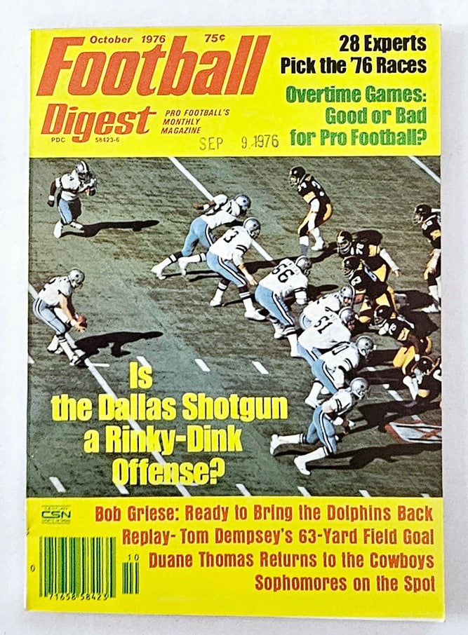 VTG Football Digest Magazine October 1976 Bob Griese, Tom Dempsey No Label