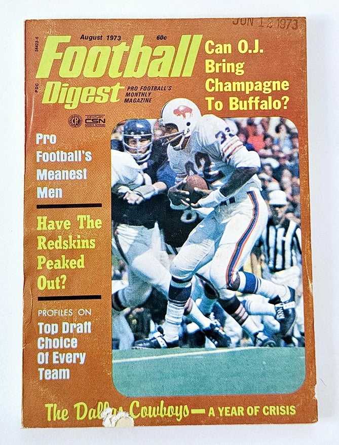 VTG Football Digest Magazine August 1973 O.J. Simpson No Label