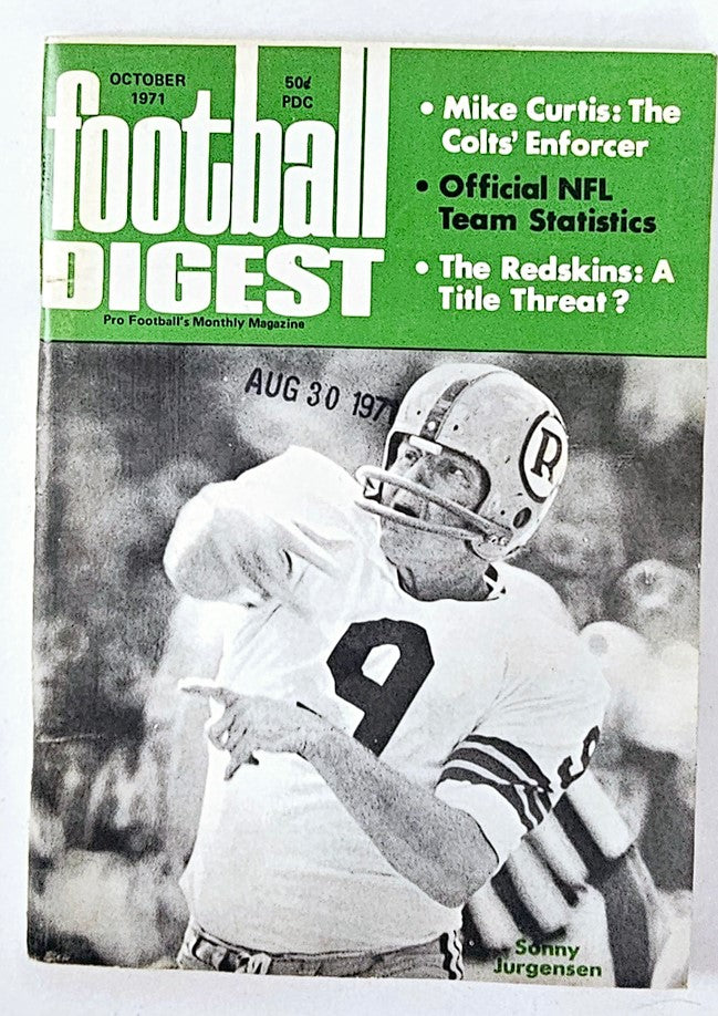 VTG Football Digest Magazine October 1971 Sonny Jurgensen No Label