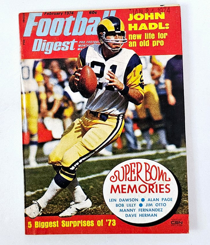 VTG Football Digest Magazine February 1974 John Hadl, Len Dawson No Label