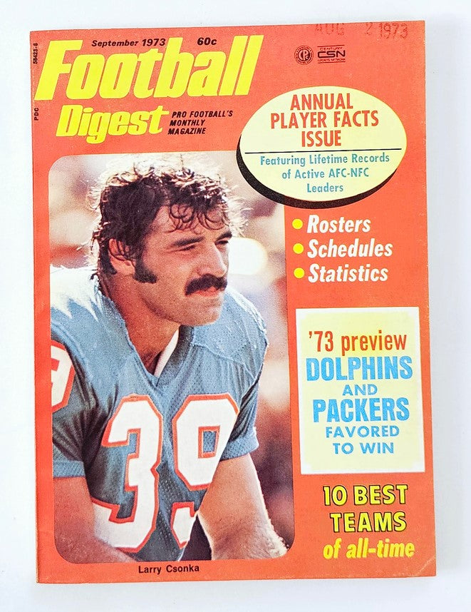 VTG Football Digest Magazine September 1973 Larry Csonka No Label