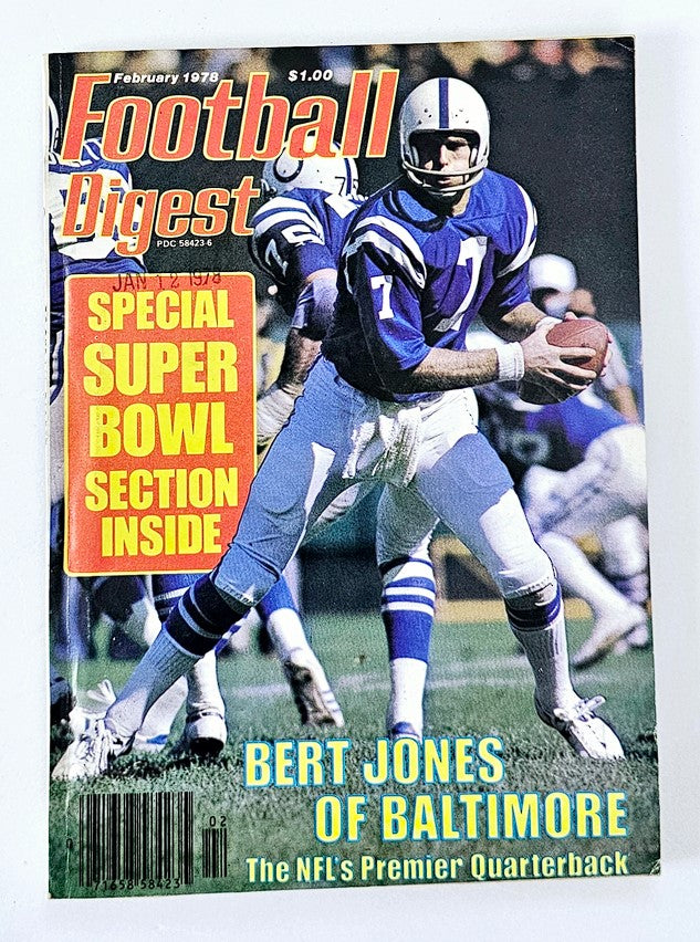 VTG Football Digest Magazine February 1978 Bert Jones of Baltimore No Label