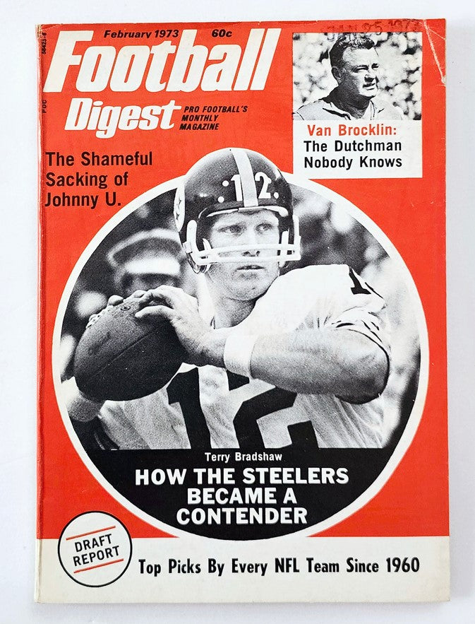 VTG Football Digest Magazine February 1973 Terry Bradshaw, Van Brocklin No Label