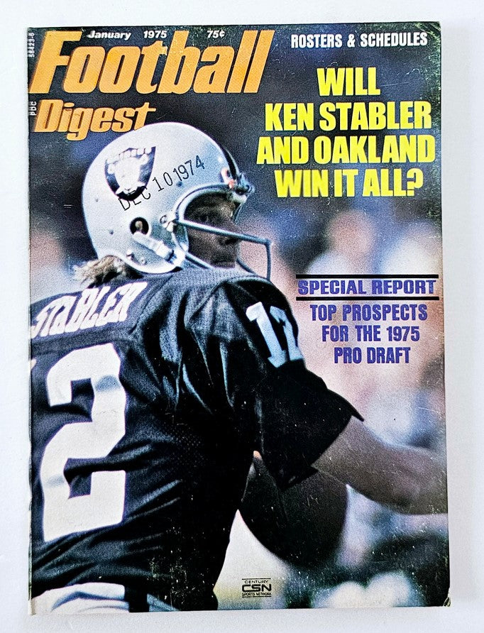 VTG Football Digest Magazine January 1975 Ken Stabler No Label