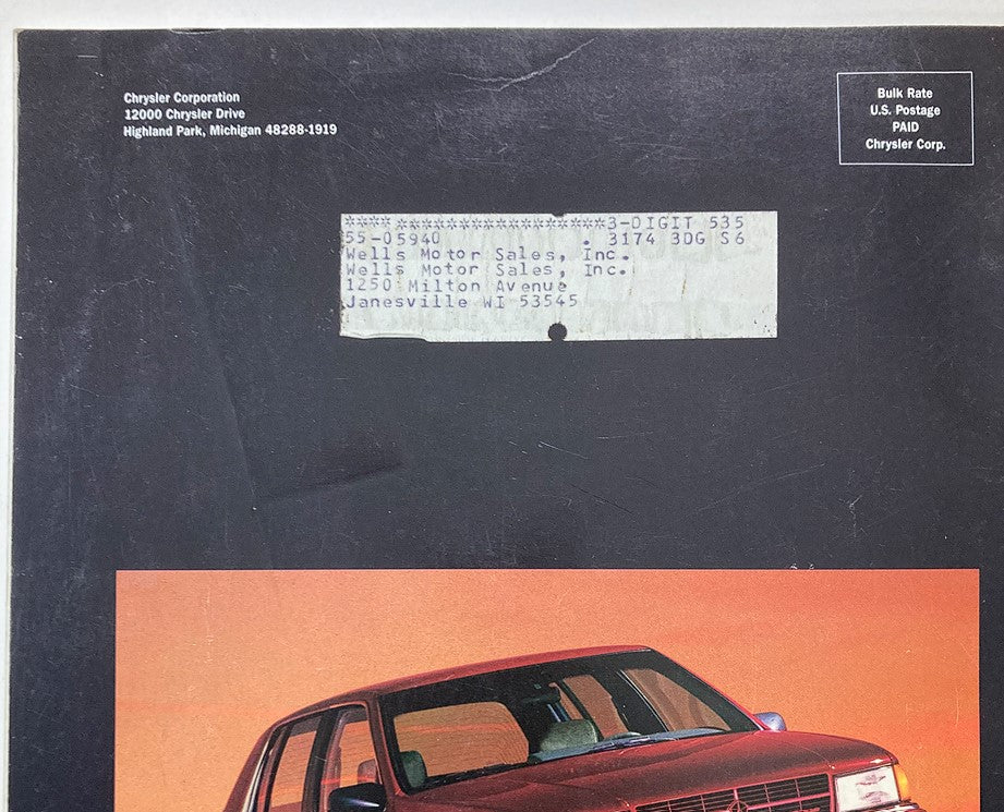 1988 Chrysler Report to Shareholder Dealer Showroom Sales Brochure Guide Catalog