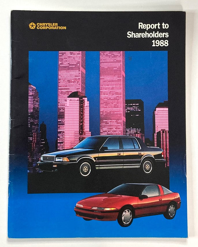 1988 Chrysler Report to Shareholder Dealer Showroom Sales Brochure Guide Catalog