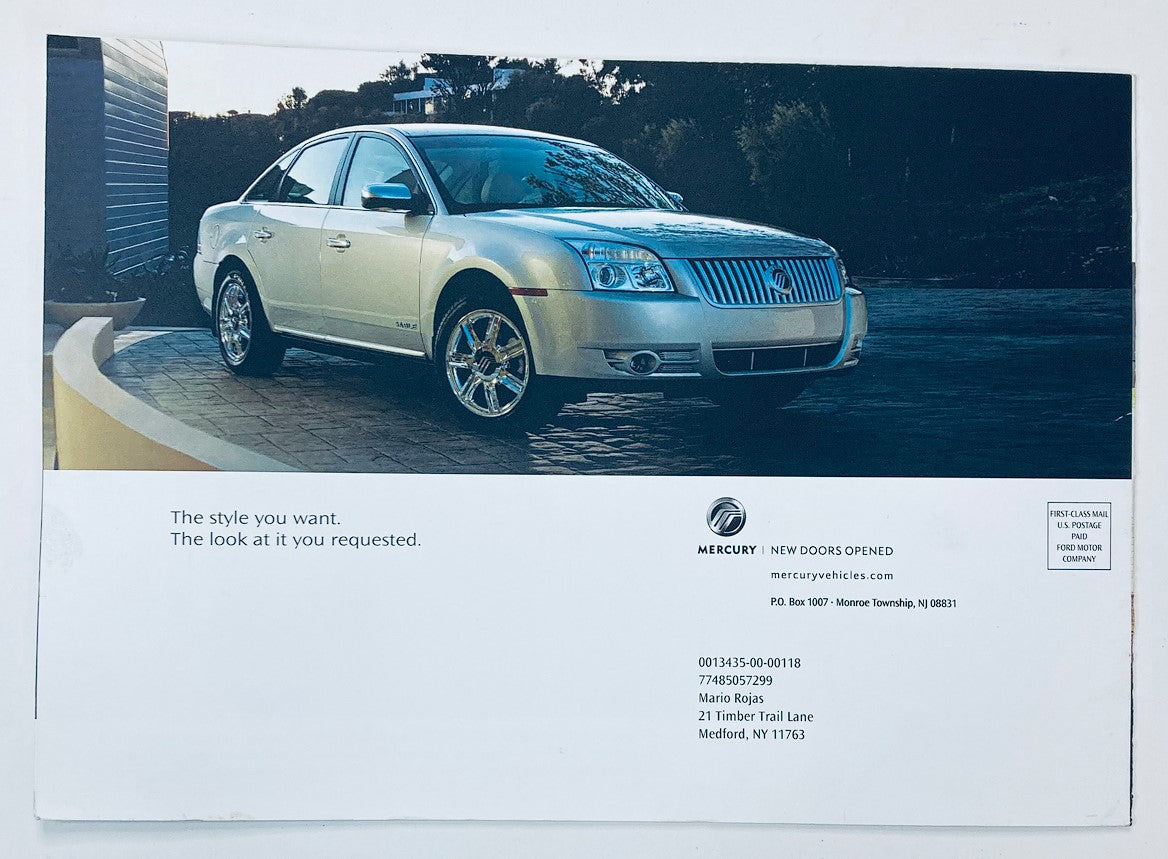 2008 Mercury Sable Dealer Showroom Sales Brochure Guide Catalog