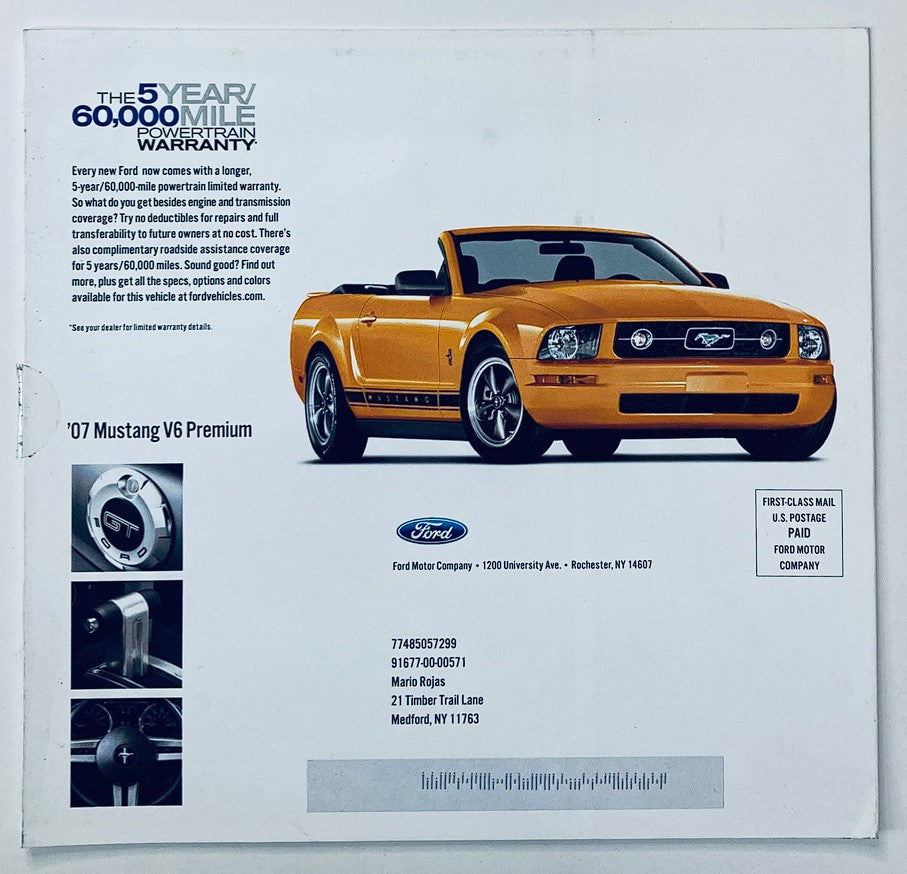 2007 Ford Mustang V6 Premium Dealer Showroom Sales Brochure Guide Catalog