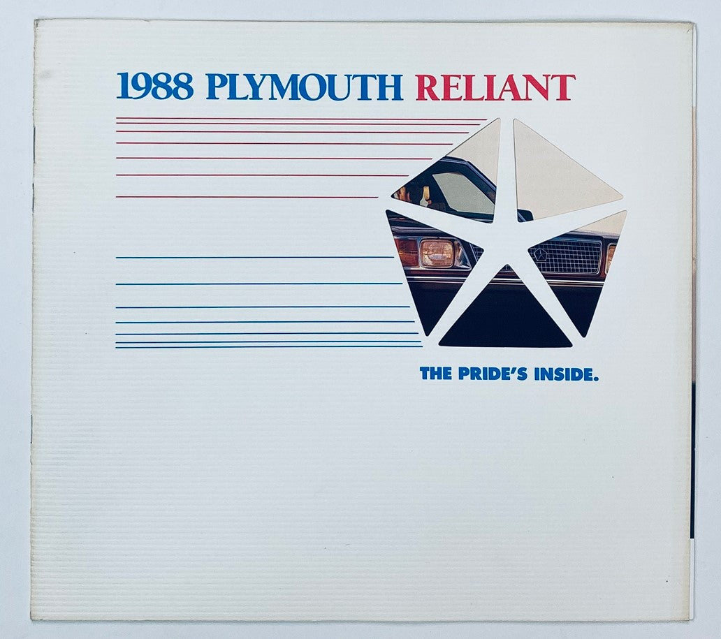 1988 Plymouth Reliant Dealer Showroom Sales Brochure Guide Catalog