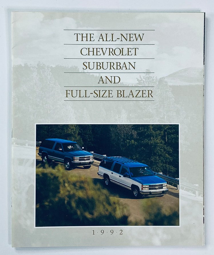 1992 Chevrolet Suburban & Blazer Dealer Showroom Sales Brochure Guide Catalog