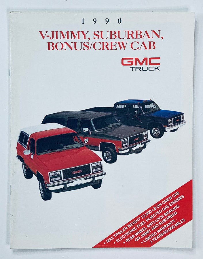 1990 GMC Truck V-Jimmy, Suburban Dealer Showroom Sales Brochure Guide Catalog