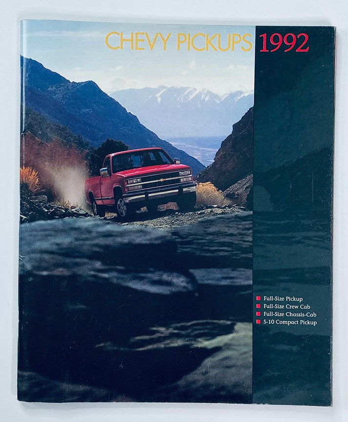 1992 Chevrolet Pickups Dealer Showroom Sales Brochure Guide Catalog