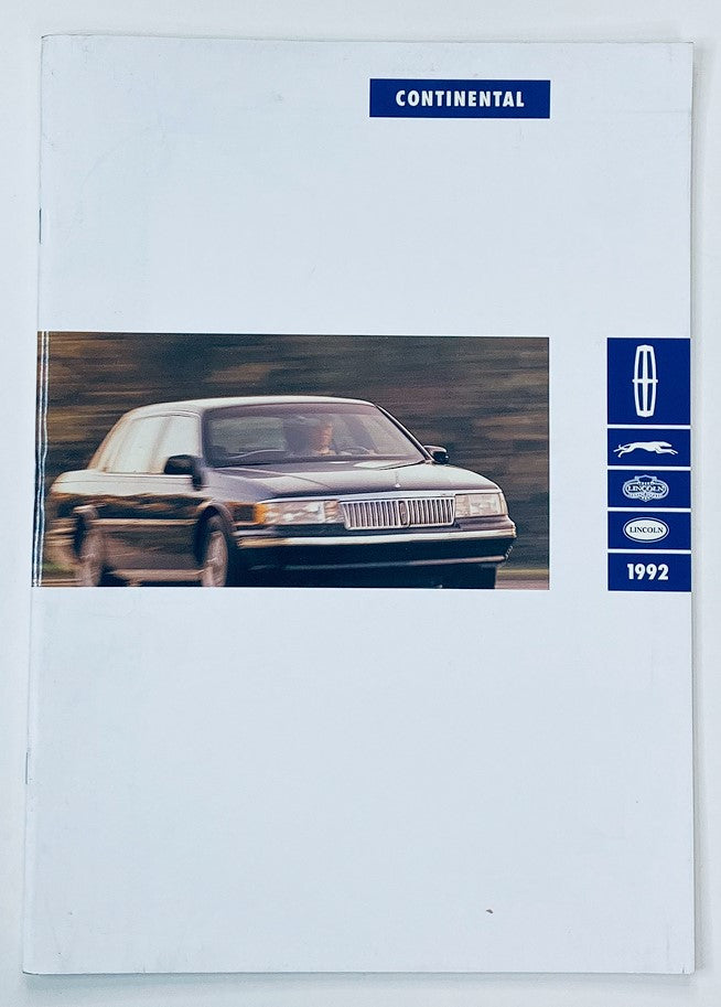 1992 Lincoln Continental Dealer Showroom Sales Brochure Guide Catalog