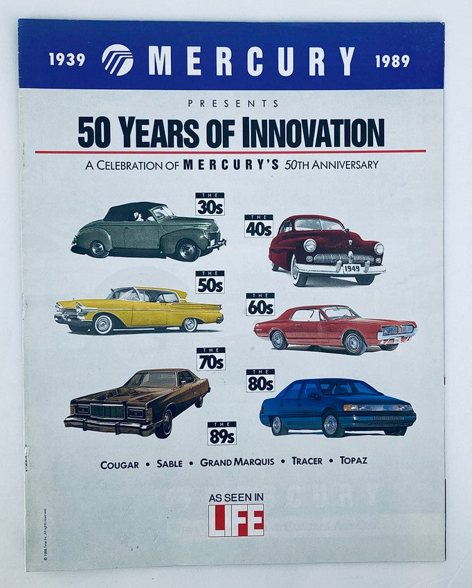 1939-1989 Mercury Full Lineup Dealer Showroom Sales Brochure Guide Catalog