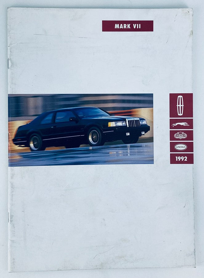 1992 Lincoln Mark VII Dealer Showroom Sales Brochure Guide Catalog