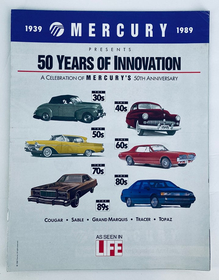 1939-1989 Mercury Lineup Dealer Showroom Sales Brochure Guide Catalog