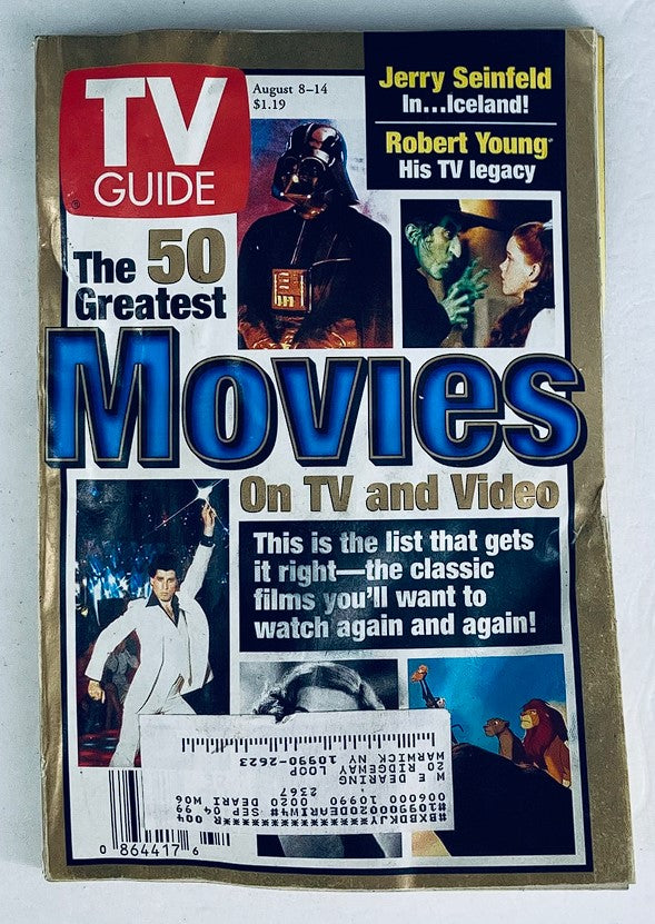 TV Guide Magazine August 8 1998 50 Greatest Movies on TV & Video NY Metro Ed.