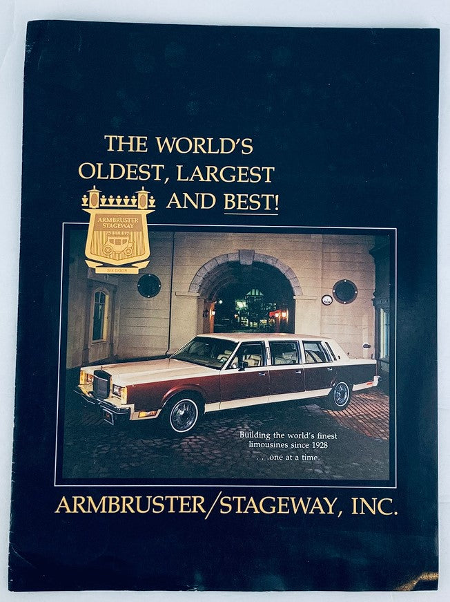 1980 Armbuster Stageway Limousine Dealer Showroom Sales Brochure Guide Catalog