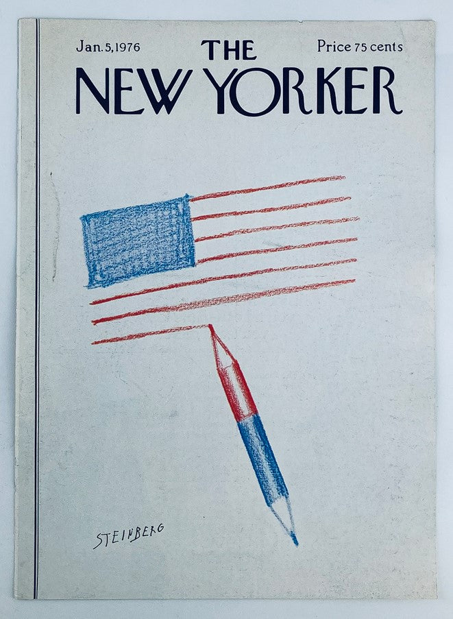 COVER ONLY The New Yorker January 5 1976 Blue and Red by Saul Steinberg No Label