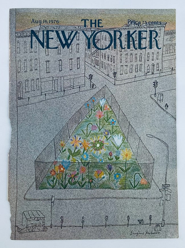 COVER ONLY The New Yorker August 16 1976 Triangle Garden by Eugene Mihaesco