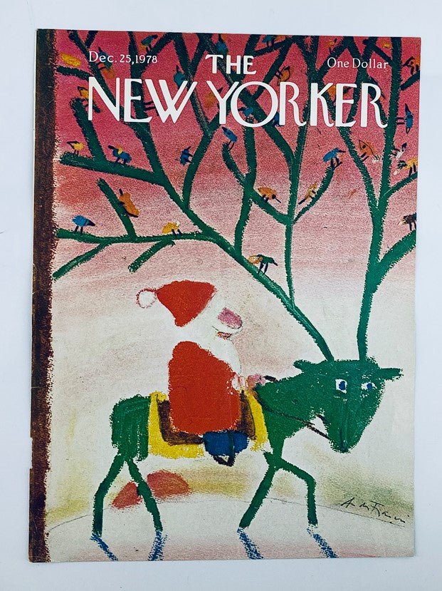 COVER ONLY The New Yorker December 25 1978 Santa & a Reindeer by Andrei Francois