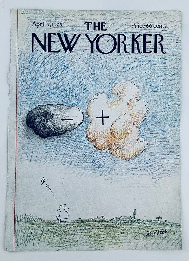 COVER ONLY The New Yorker April 7 1975 Negative & Positive by Saul Steinberg