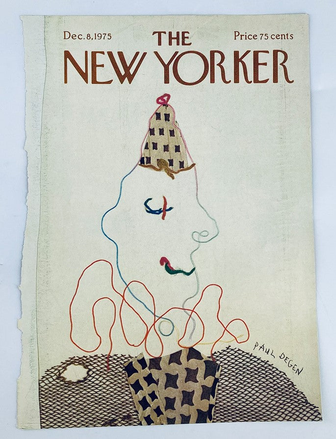 COVER ONLY The New Yorker December 8 1975 Clown Portrait by Paul Degen No Label