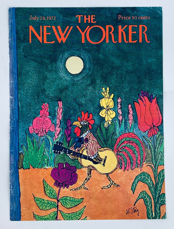 COVER ONLY The New Yorker July 28 1972 Rooster Guitar Player by William Steig