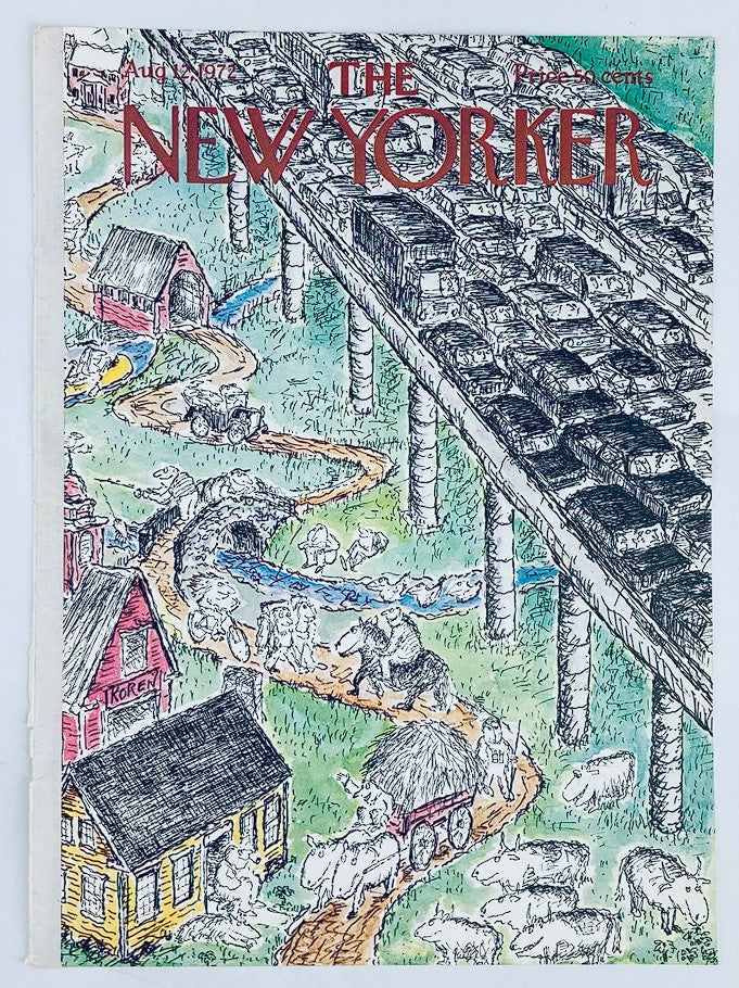 COVER ONLY The New Yorker August 12 1972 Traffic Jam by Edward Koren No Label