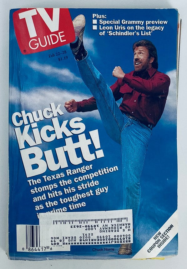 TV Guide Magazine February 22 1997 Chuck Norris Kicks Butt New York Ed.