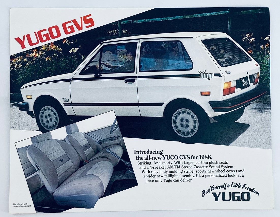 1988 Yugo GVS Dealer Showroom Sales Brochure Guide Catalog