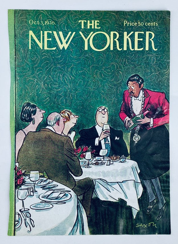 COVER ONLY The New Yorker October 3 1970 Wine Tasting by Charles Saxon No Label