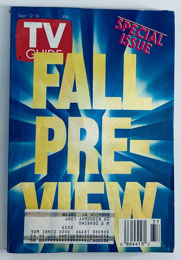 TV Guide Magazine September 12 1992 Fall Preview Special Issue NY Metro Ed.