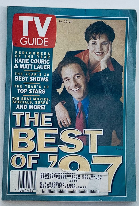 TV Guide Magazine December 20 1997 Katie Couric and Matt Lauer NY Metro Ed.