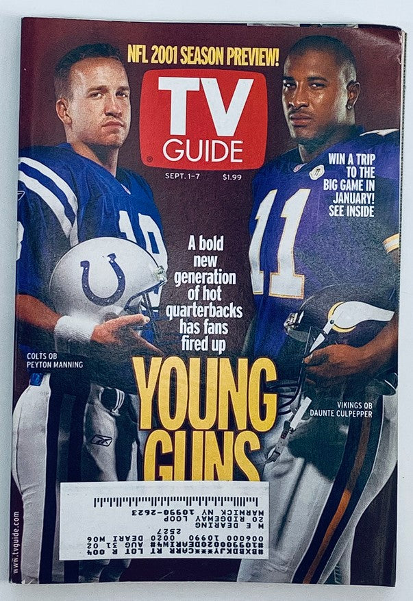 TV Guide Magazine September 1 2001 Peyton Manning Daunte Caulpepper NY Metro Ed.